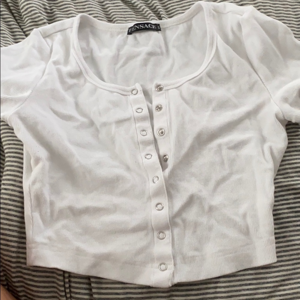 Trendy button up crop top